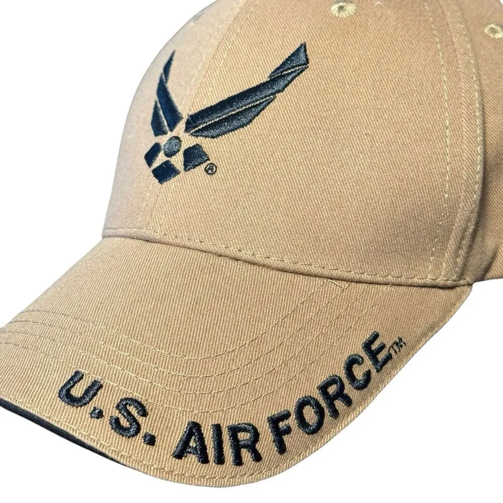 Eagle Crest U.S. Air Force Hat Tan Embroidered Military Veteran Cap One Size